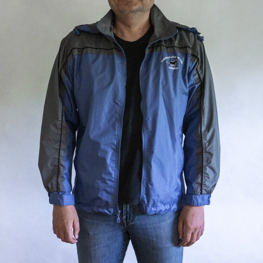 Chincoteague Island VA Men’s Jacket Blue Gray Sz S PacBlue